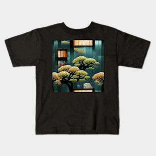 Bonsai Pine Japanese Chiyogami Pattern Kids T-Shirt